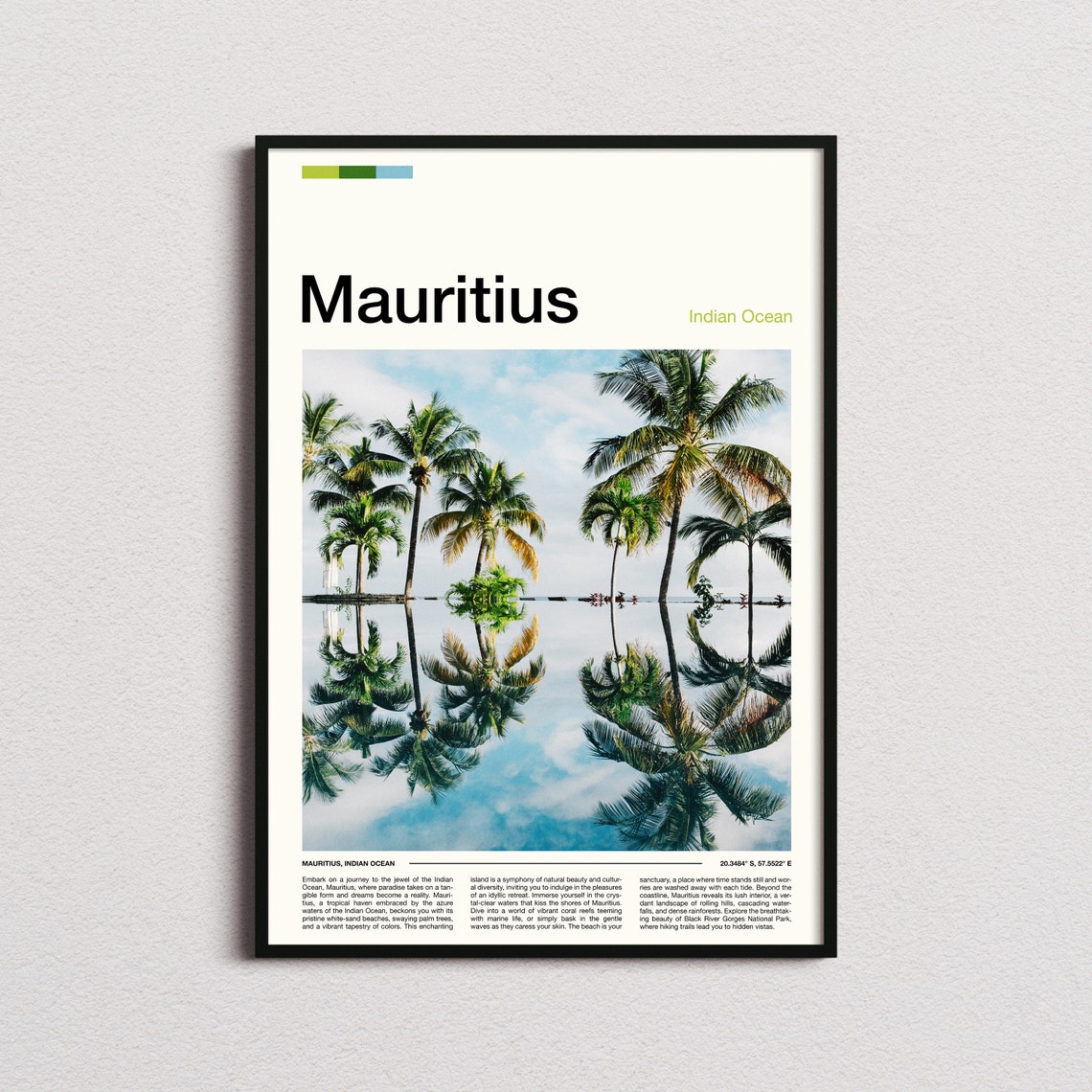 Mauritius Indian Ocean Palm Trees Infinity Pool Reflection Poster