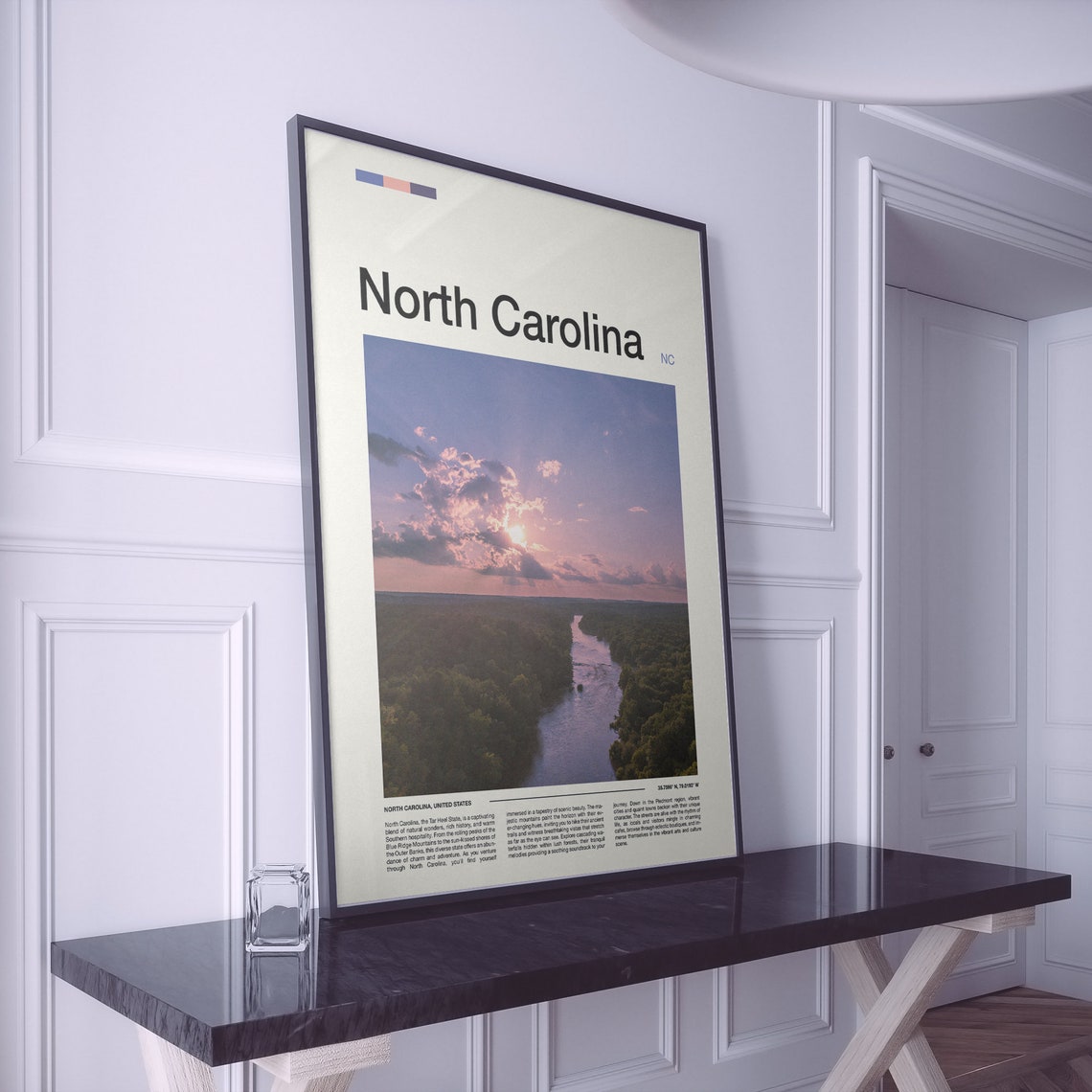 North Carolina River Forest Aerial Sunset Purple Sky Art Poster - Image 2