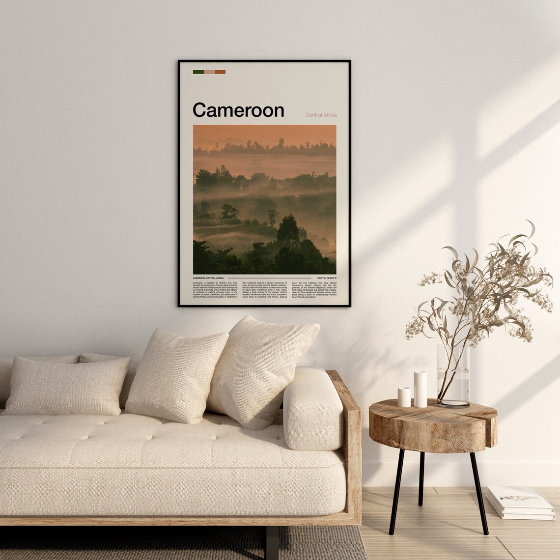 Cameroon Central Africa Misty Forest Sunrise Minimalist Travel Poster - Image 2