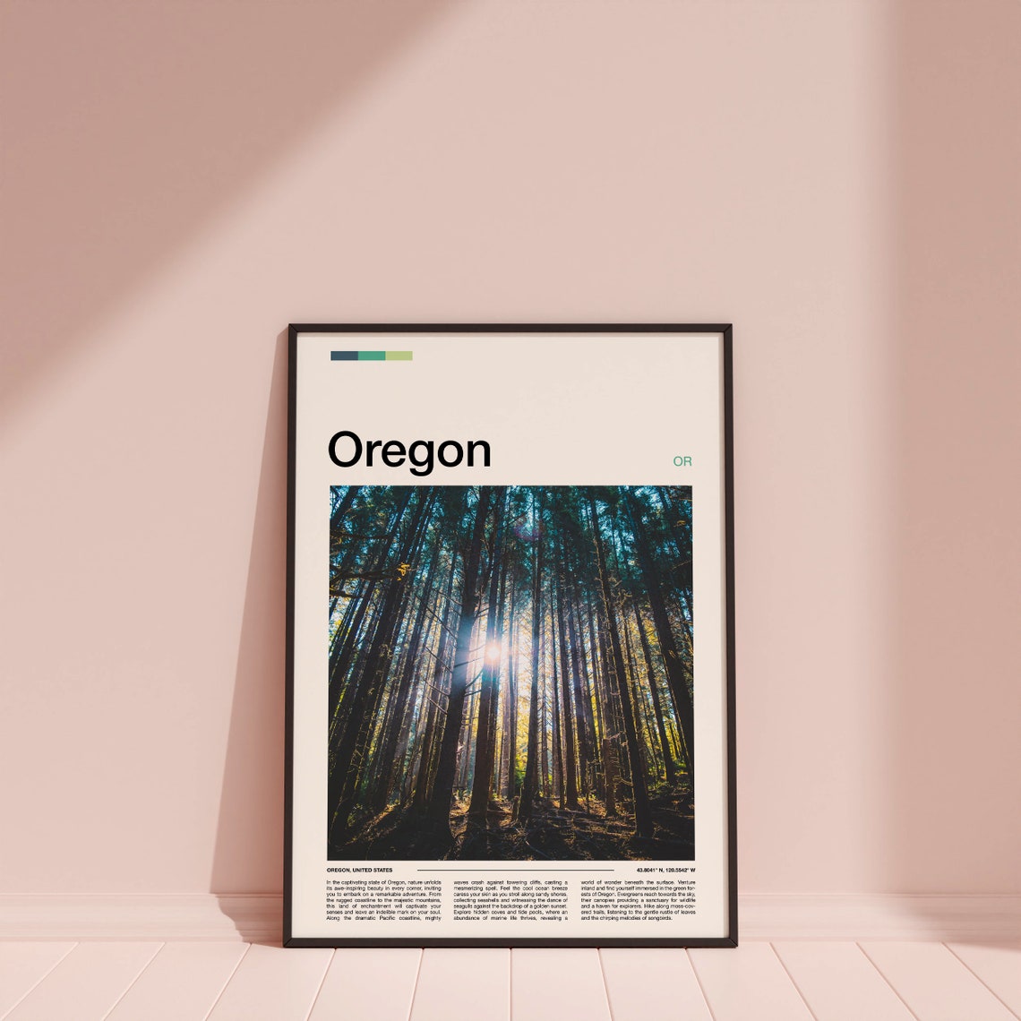 Oregon Evergreen Forest Sunlight Through Tall Pines Woods Poster - Image 4