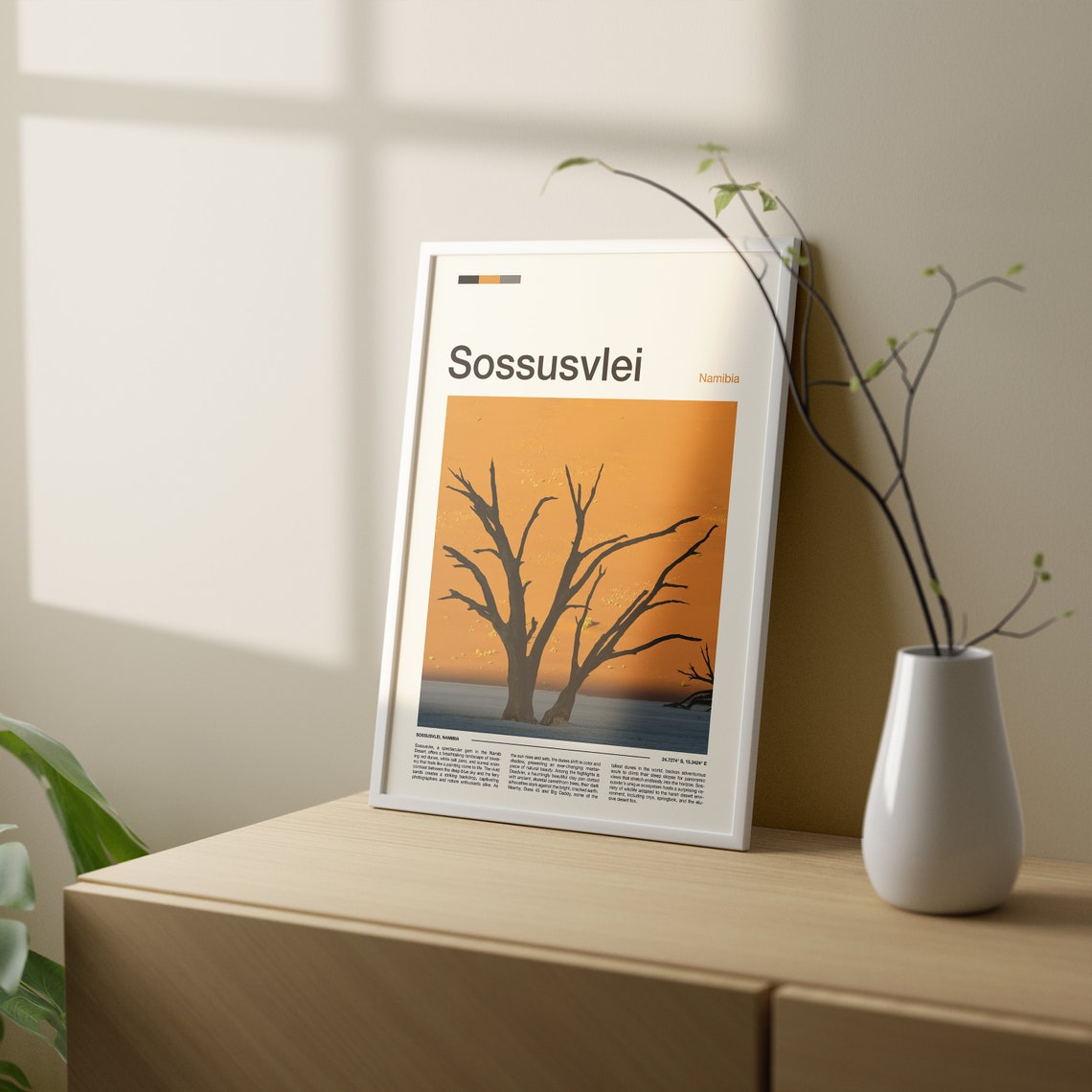 Sossusvlei Namibia Deadvlei Dead Tree Orange Dune Travel Poster - Image 2