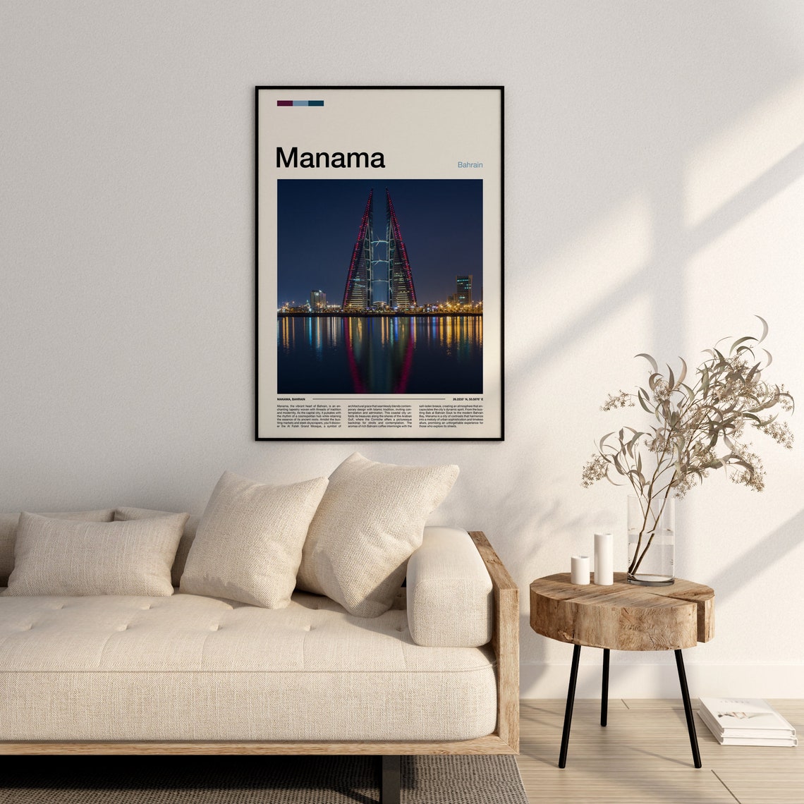 Manama Bahrain World Trade Center Towers Night City Lights Poster - Image 3