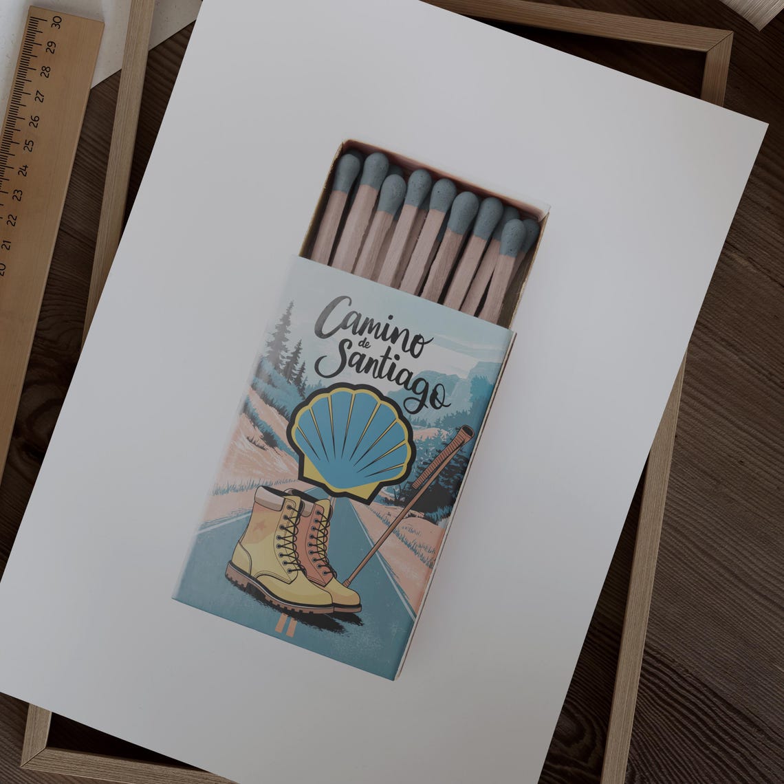 Camino de Santiago Pilgrim Boots Scallop Shell Trail Art Poster - Image 2