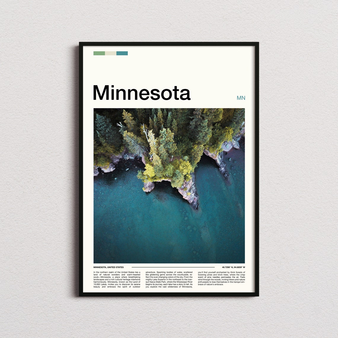Minnesota Northwoods Overhead Aerial Lake Point Turquoise Water Poster
