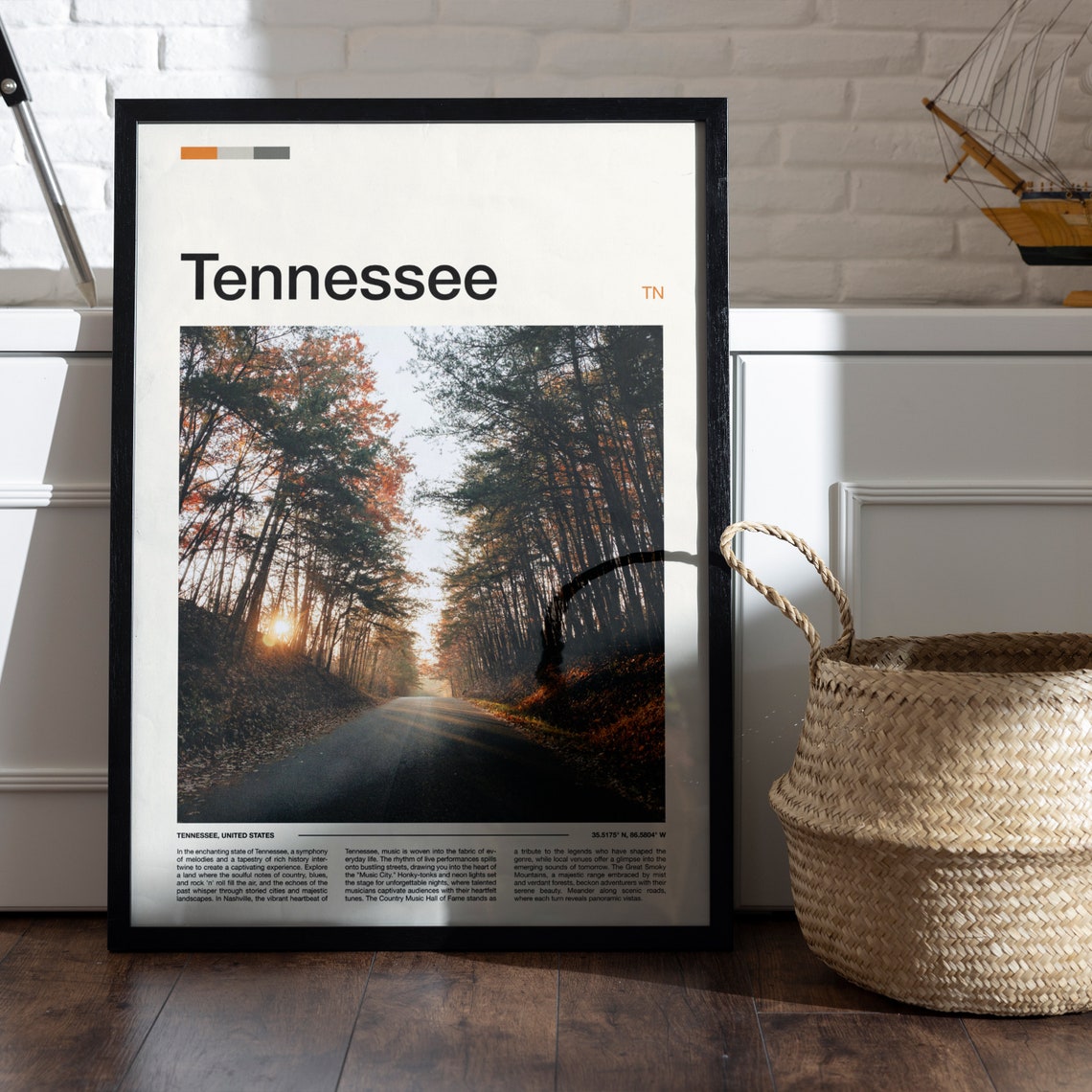 Tennessee Autumn Forest Road Fall Foliage Sunset Scenic Travel Poster - Image 4