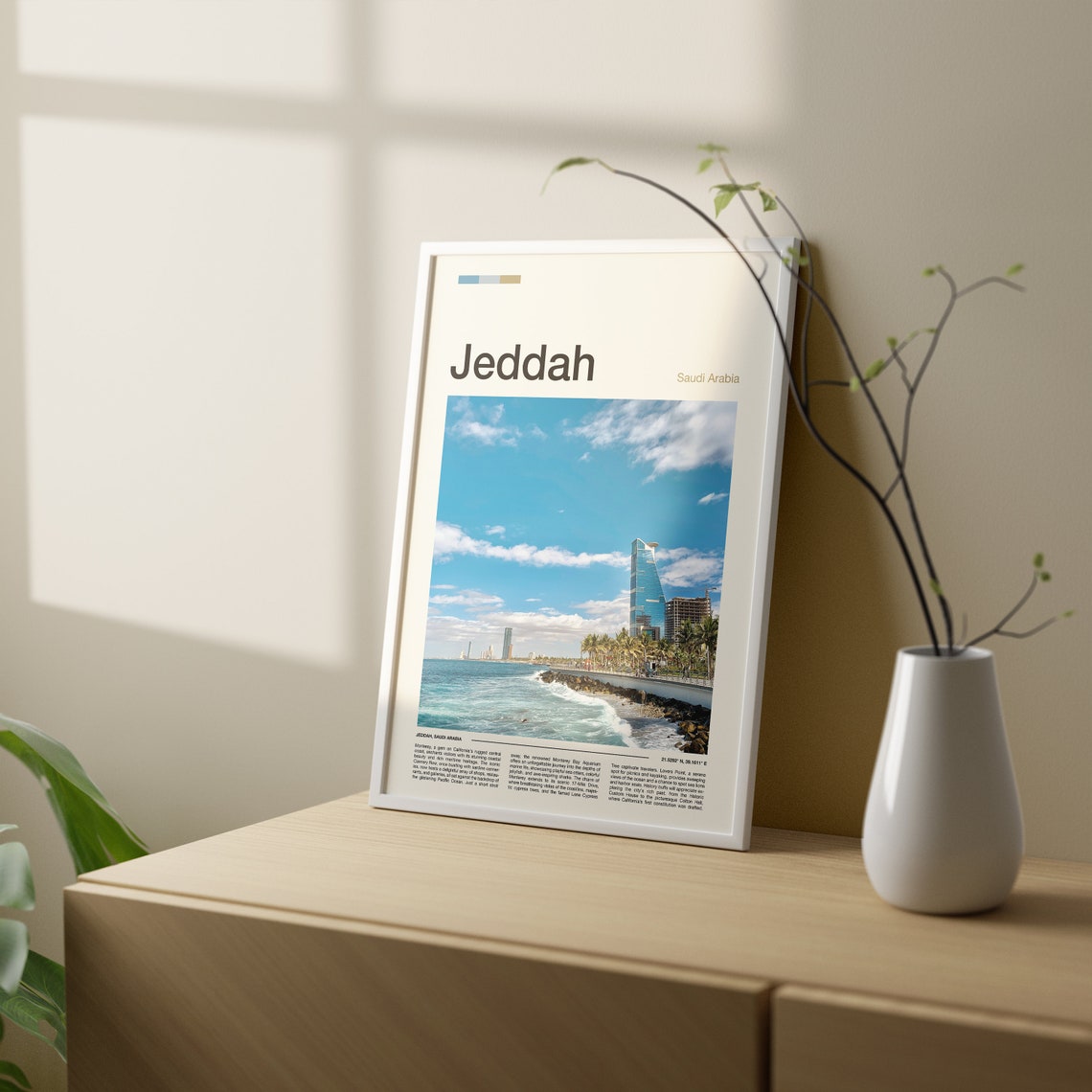Jeddah Saudi Arabia Corniche Shoreline Modern Skyline Travel Poster - Image 2