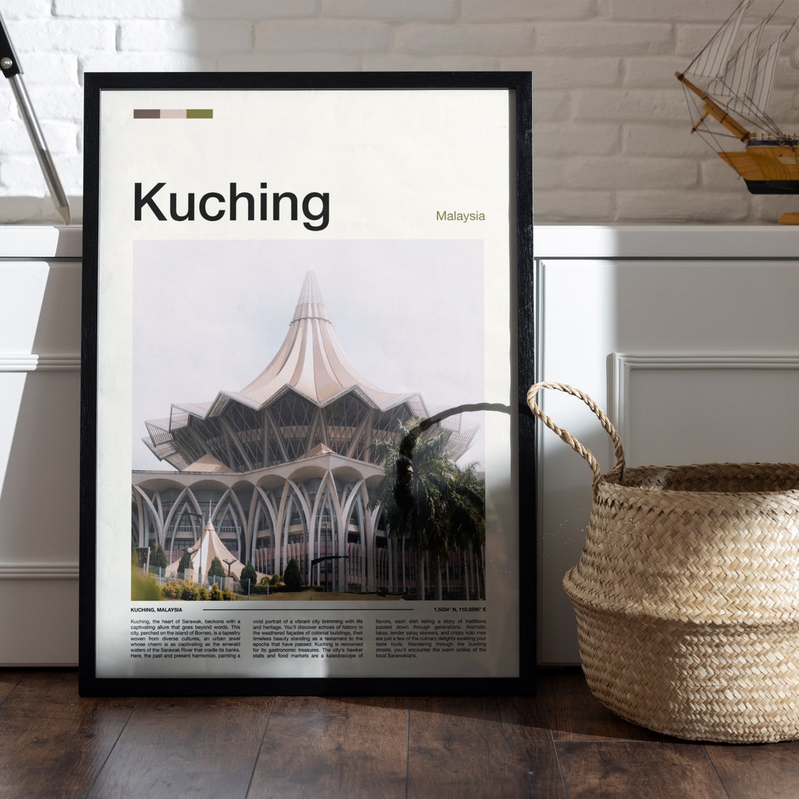 Kuching Malaysia Modern Civic Building Spire Architecture Poster - Image 5