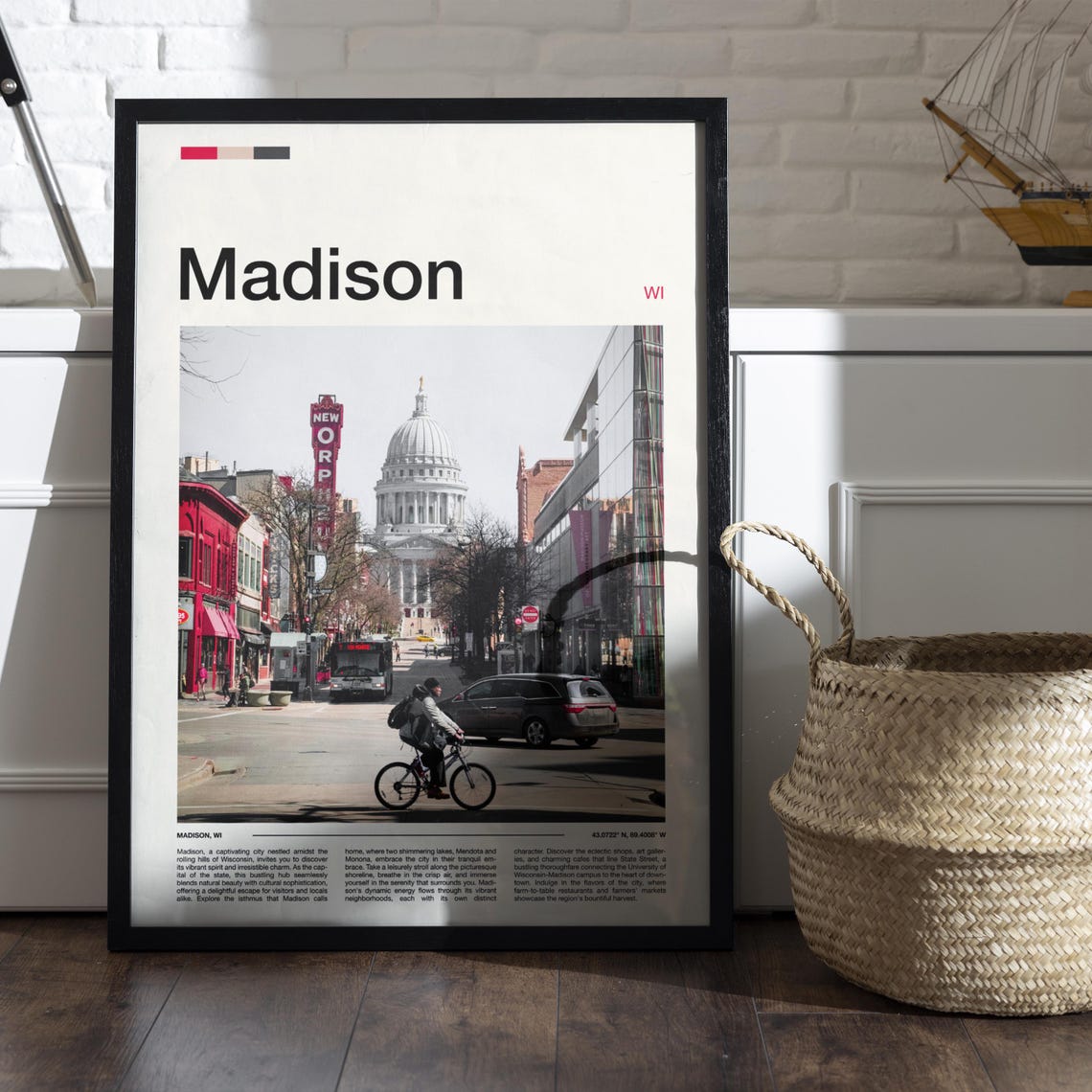 Madison Wisconsin State Capitol Dome Street Scene Travel Poster - Image 4