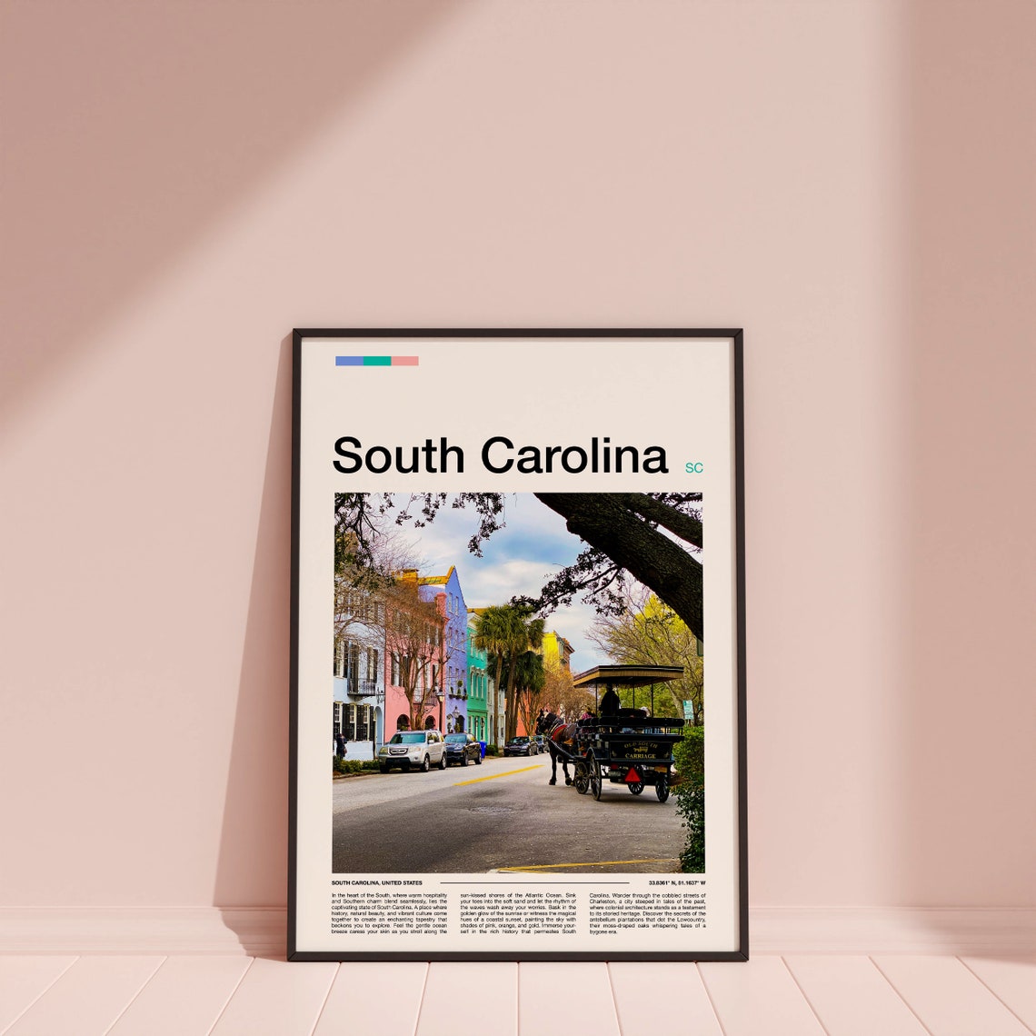 Charleston South Carolina Horse Carriage Colorful Street Poster - Image 4