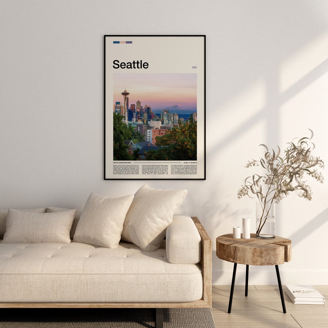 Seattle Washington Space Needle Skyline Mountain View Poster - Image 2