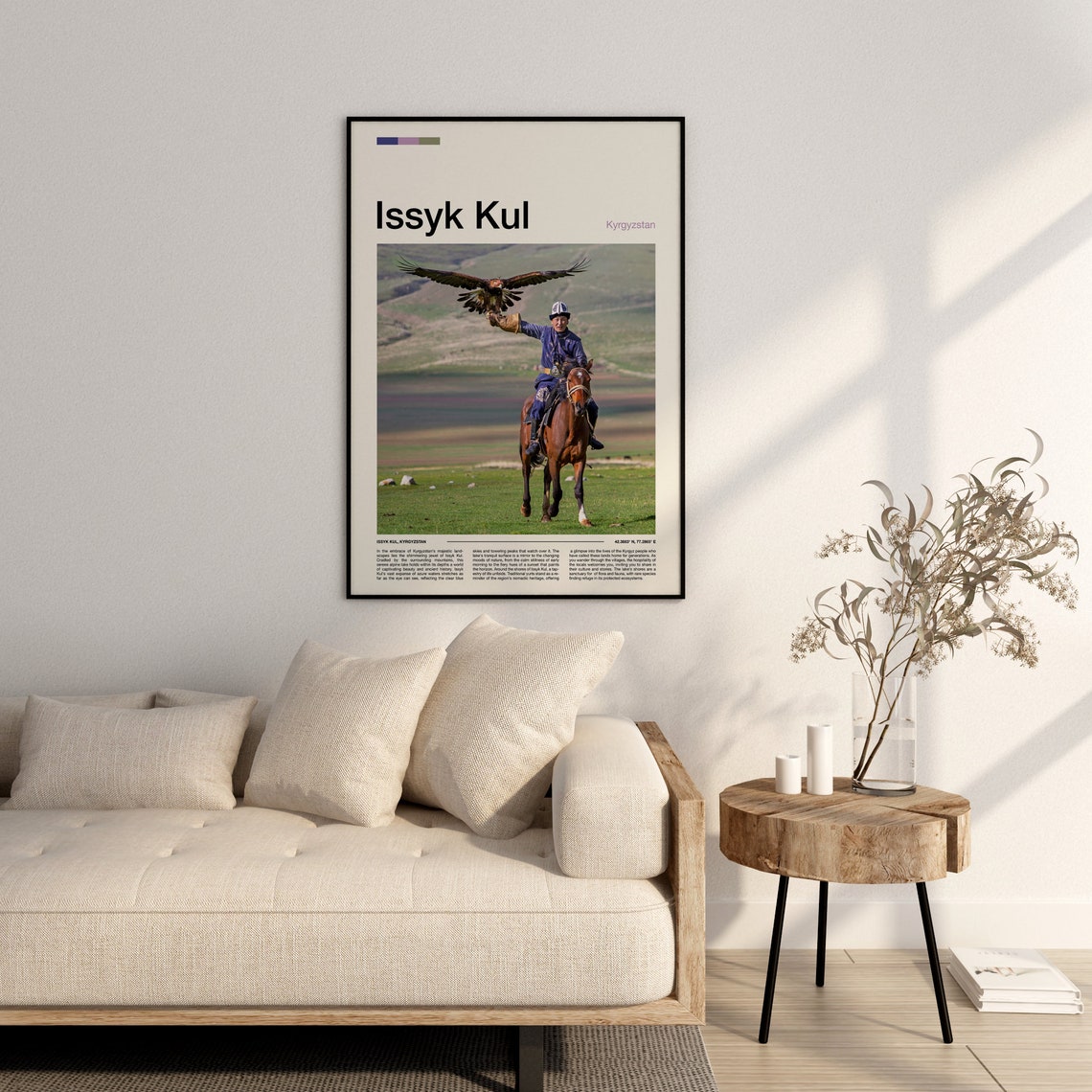 Issyk Kul Kyrgyzstan Golden Eagle Hunter Horseback Travel Poster - Image 2