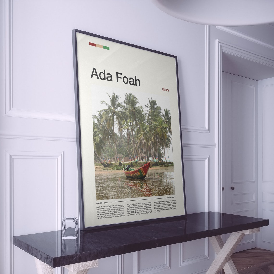 Ada Foah Ghana Painted Fishing Boat River Palms Photo Poster - Image 2