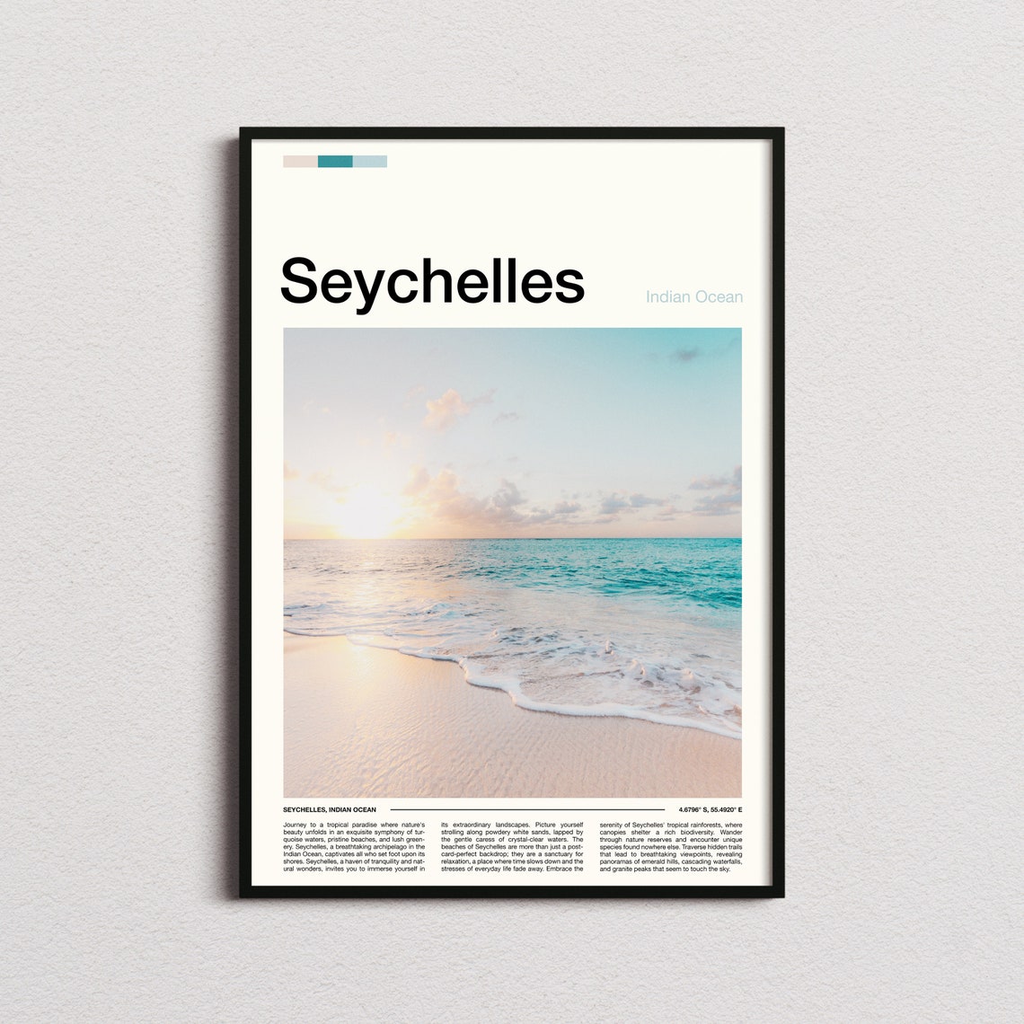 Seychelles Indian Ocean Sunset Beach Tropical Paradise Poster