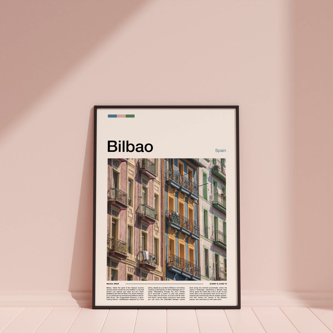 Bilbao Spain Colorful Old Town Balconies Facades Travel Poster - Image 4