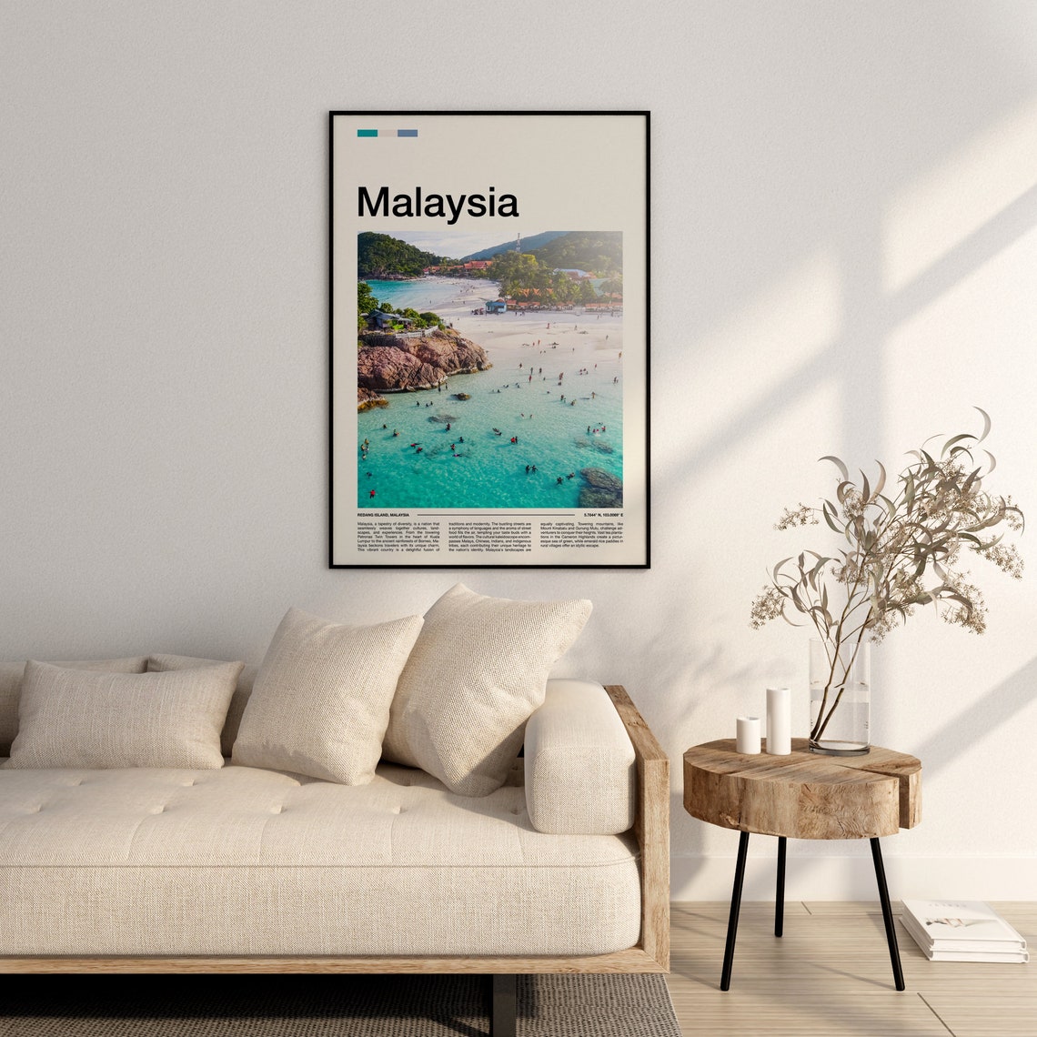 Malaysia Redang Island Beach Cove Swimmers Turquoise Sea Poster - Image 3