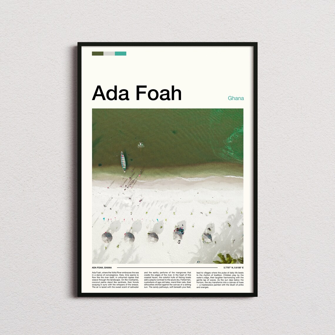 Ada Foah Ghana Aerial Beach Fishing Boats Coastal View Poster