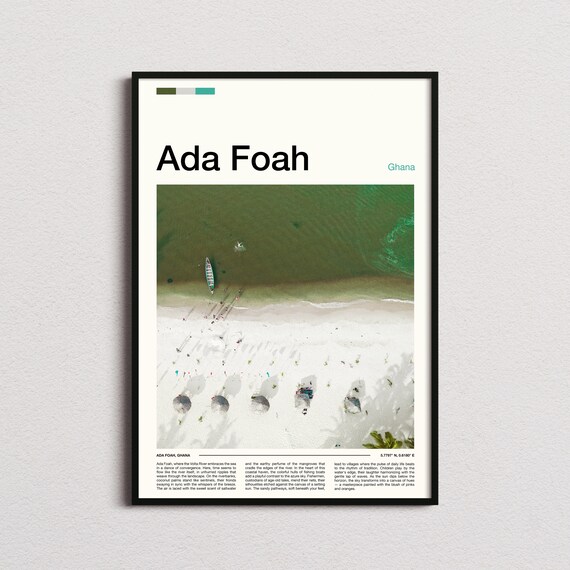 Ada Foah Ghana Aerial Beach Fishing Boats Coastal View Poster