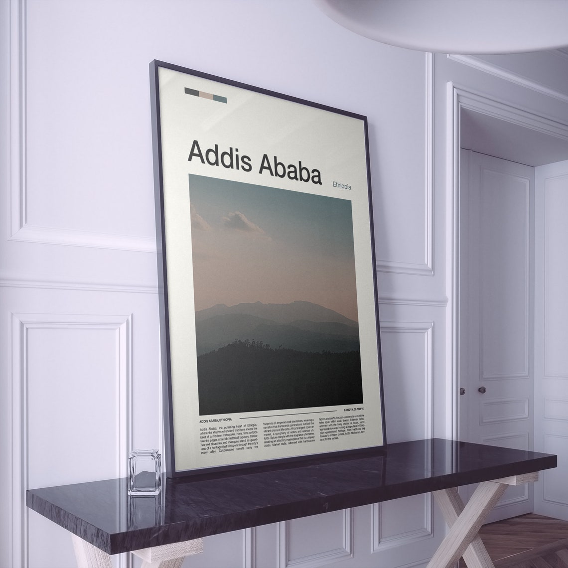 Addis Ababa Ethiopia Mountain Silhouette Dusk Sky View Poster - Image 2