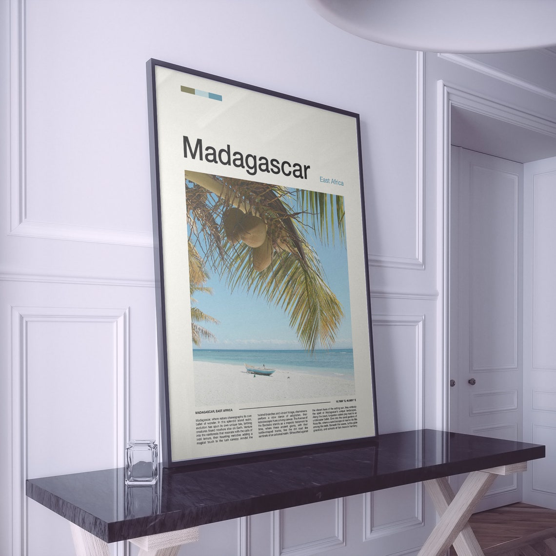 Madagascar Coconut Palms Tropical Beach Boat Photography Poster - Image 2
