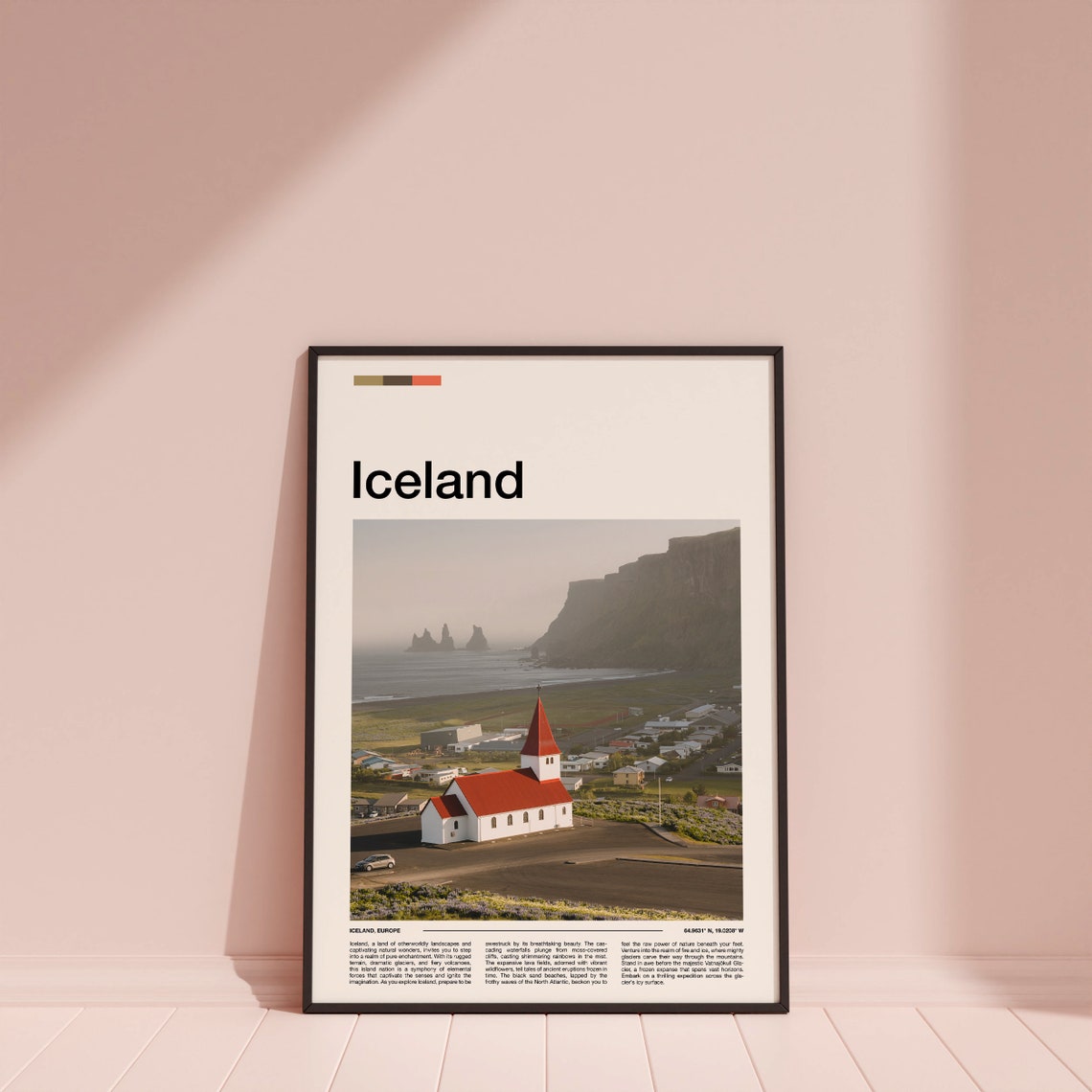 Iceland Vik Village Red Church Black Beach Sea Stacks Poster - Image 4