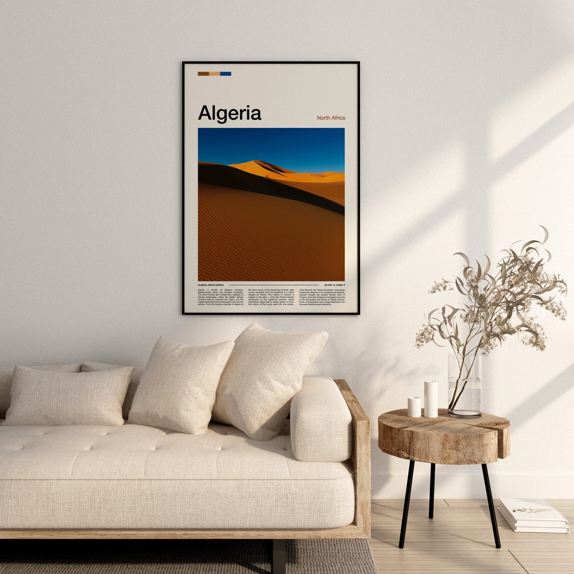 Algeria Sahara Desert Golden Sand Dunes Landscape Photography Poster - Image 3