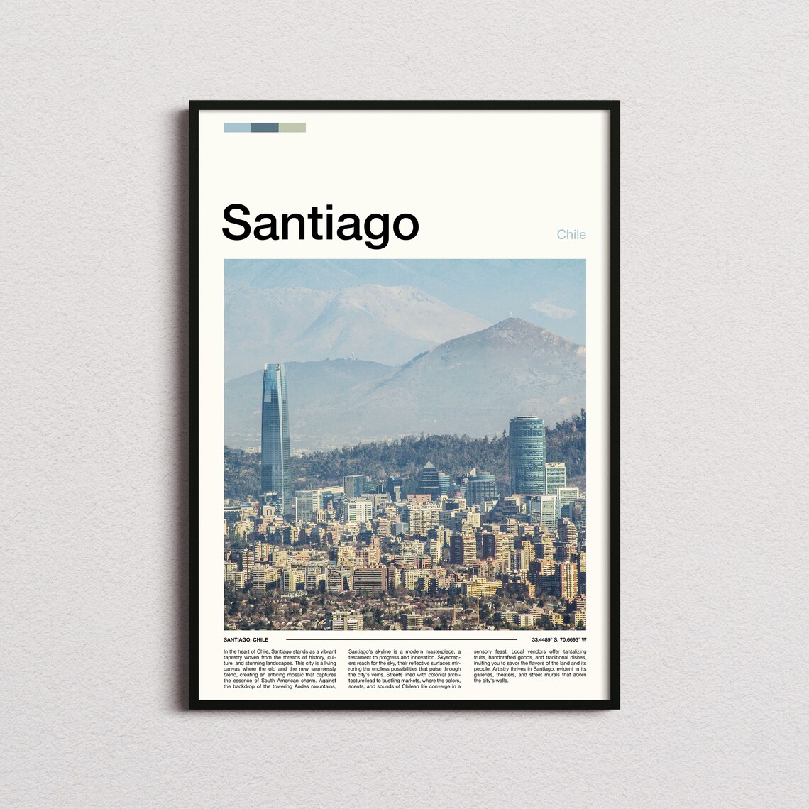 Santiago Print Chile Poster Santiago Wall Art Santiago Art Print Santiago Photo Santiago Travel Gifts