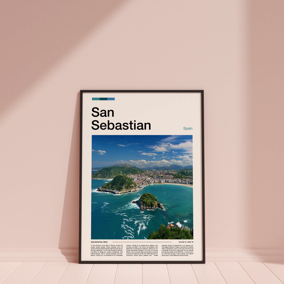 San Sebastian Spain La Concha Bay Aerial Basque Coast Poster - Image 4