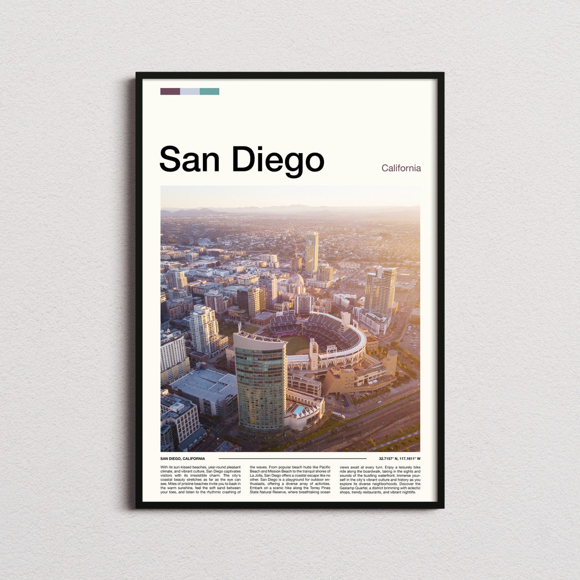 San Diego California Downtown Stadium Aerial Minimalist Photo Poster