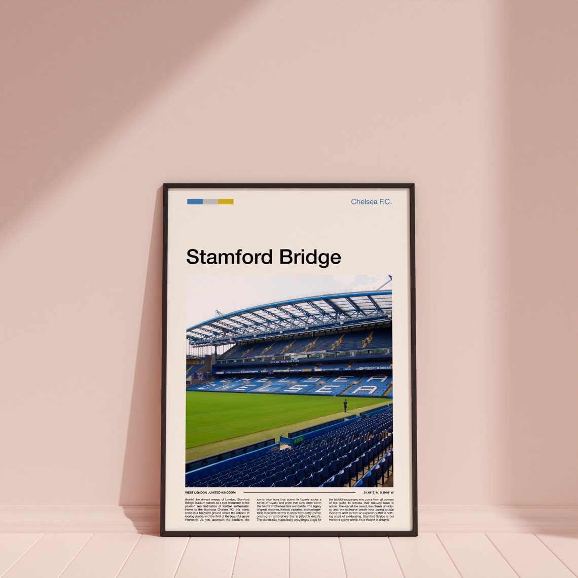 Stamford Bridge Stadium Print Chelsea Fc Gifts Stamford Bridge Stadium Poster Stamford Bridge Stadium Wall Art Chelsea Fc Gifts - Image 3
