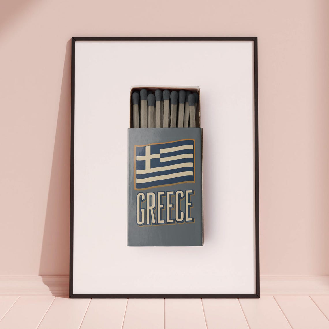 Greece Matchbox Greek Flag Island Vintage Travel Art Poster Design - Image 3