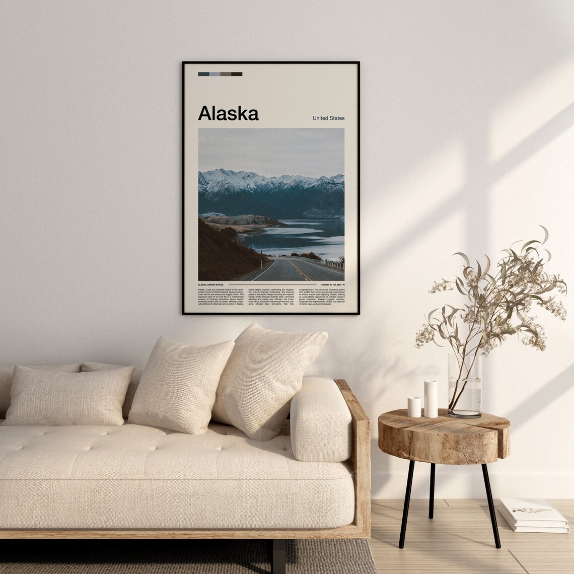 Alaska Mountain Range Snow Peaks Road Lake Scenic Drive Poster - Image 3