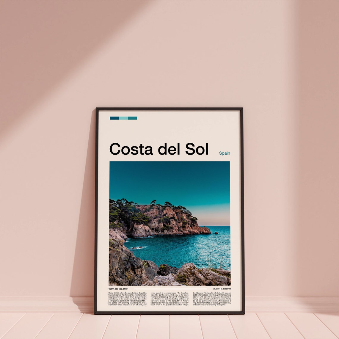Costa del Sol Spain Rocky Cove Turquoise Mediterranean Coast Poster - Image 3