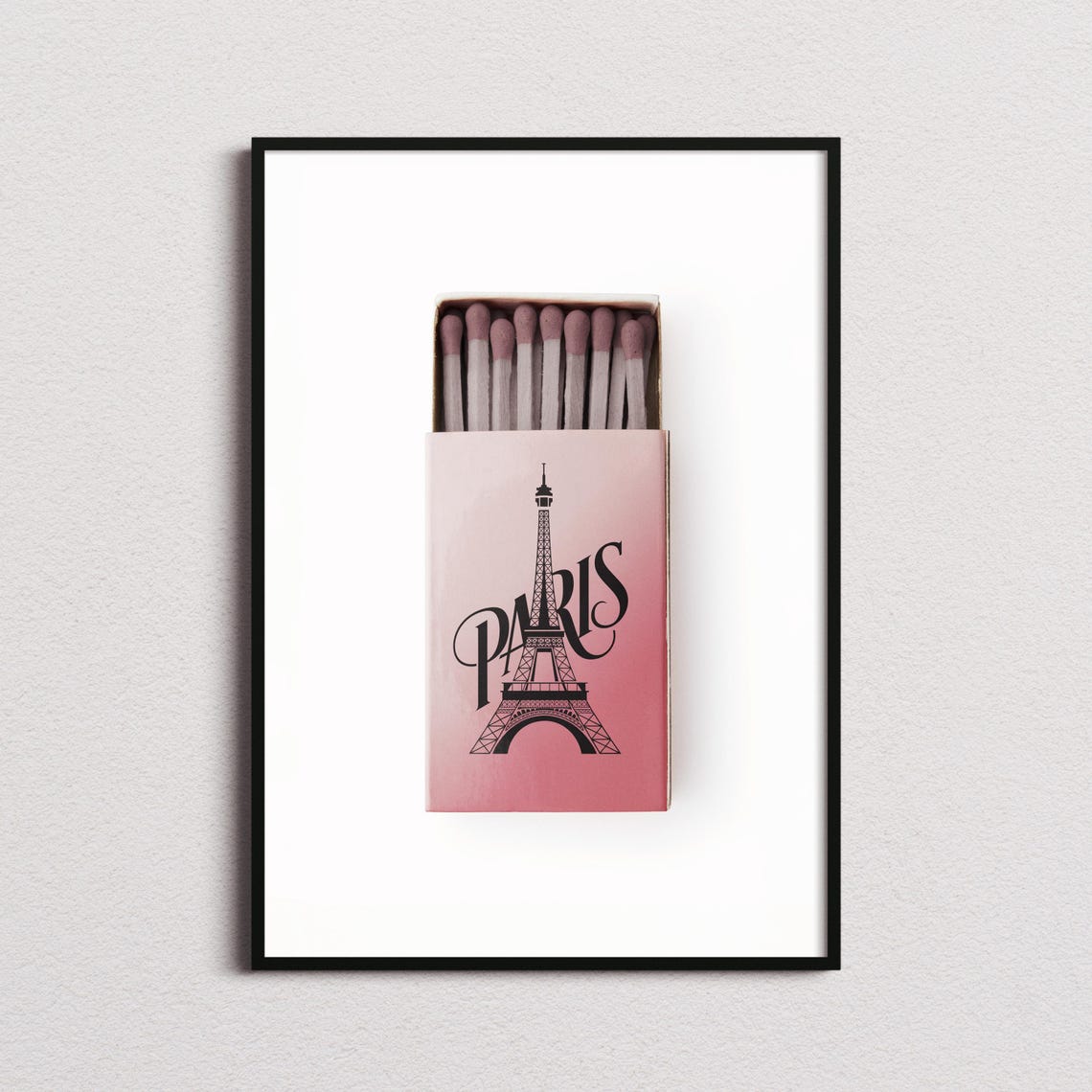 Paris Matchbox Eiffel Tower Pink France Vintage Travel Art Poster