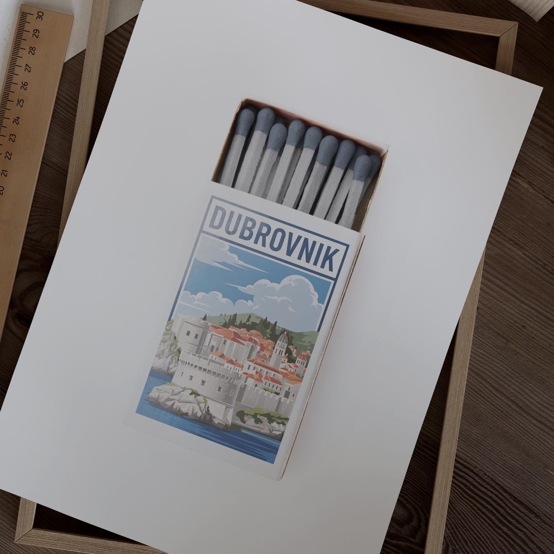 Dubrovnik Croatia Old Town Matchbox Style Art with City Walls Poster - Image 2