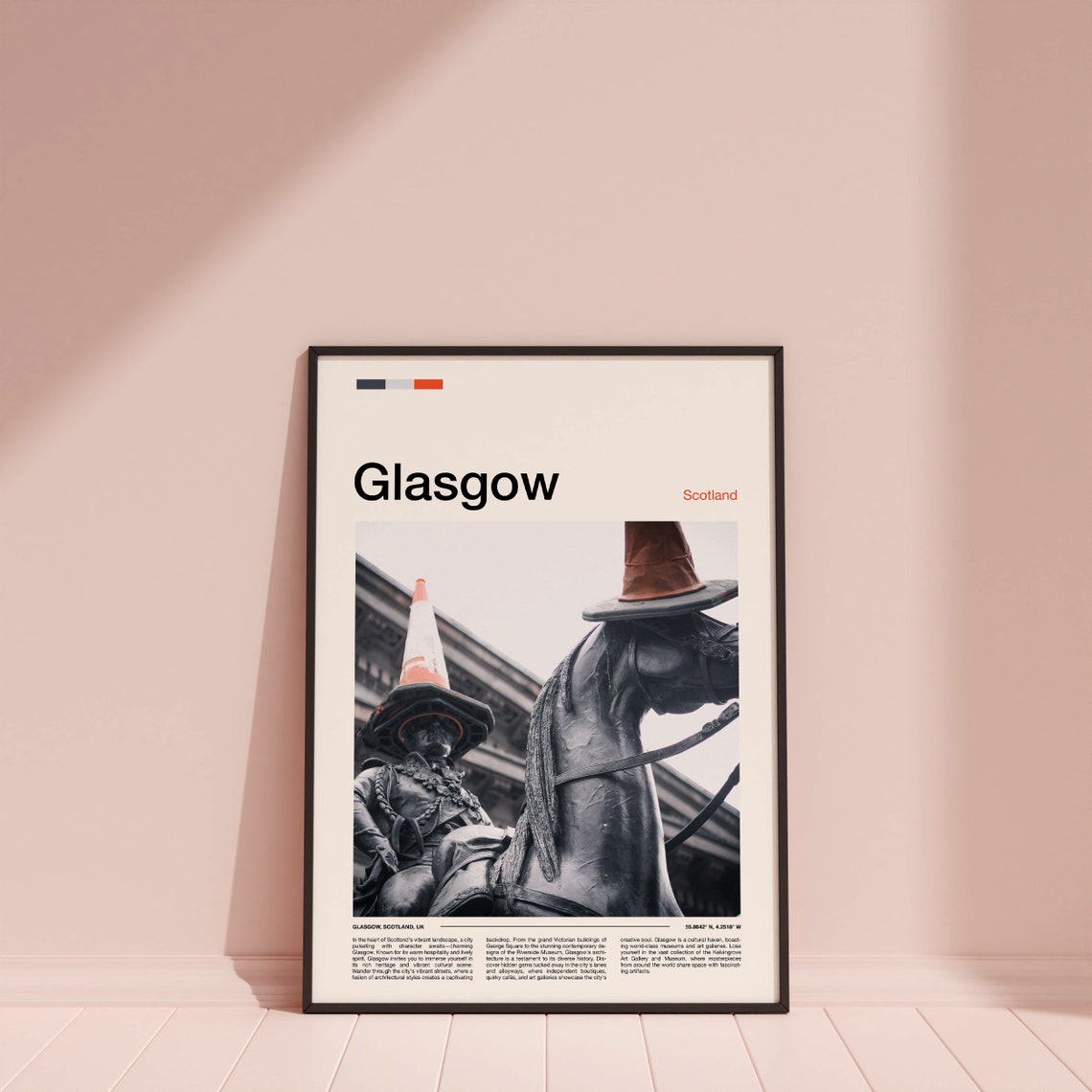 Glasgow Scotland Duke of Wellington Statue Cone Close Up Travel Poster - Image 3
