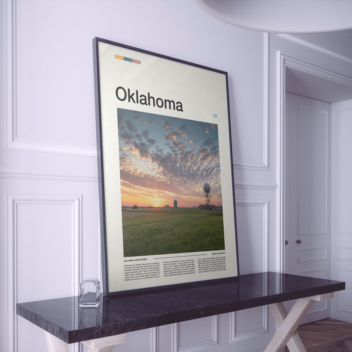 Oklahoma Prairie Sunset Radar Towers Open Sky Landscape Poster - Image 2