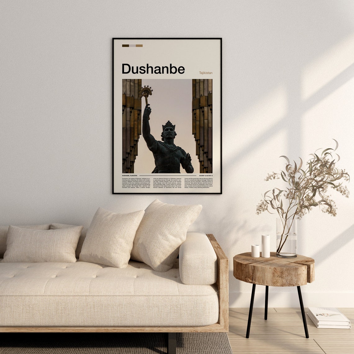Dushanbe Tajikistan Ismoil Somoni Statue Bronze Detail Travel Poster - Image 3