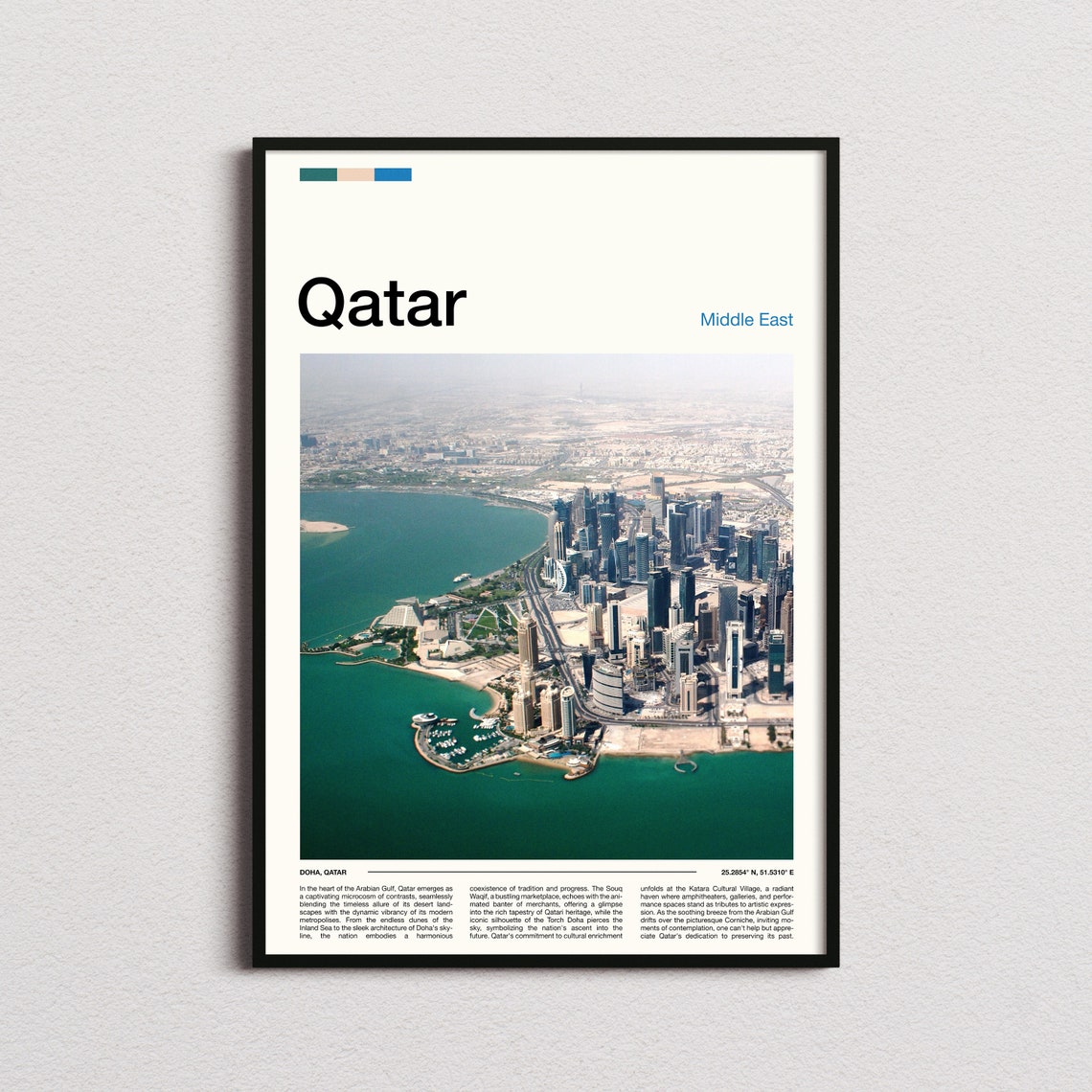 Qatar Middle East Doha Aerial Skyline Over Marina View Poster