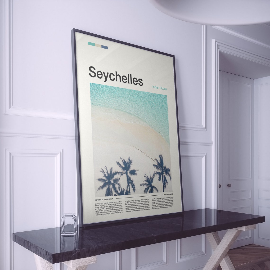 Seychelles Indian Ocean Aerial Drone Photo White Sand Beach Poster - Image 2