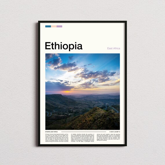 Ethiopia Highlands Sunset Winding Valley Road Photography Poster