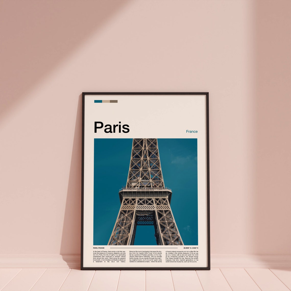 Paris France Eiffel Tower Upward View Blue Sky Landmark Poster - Image 5