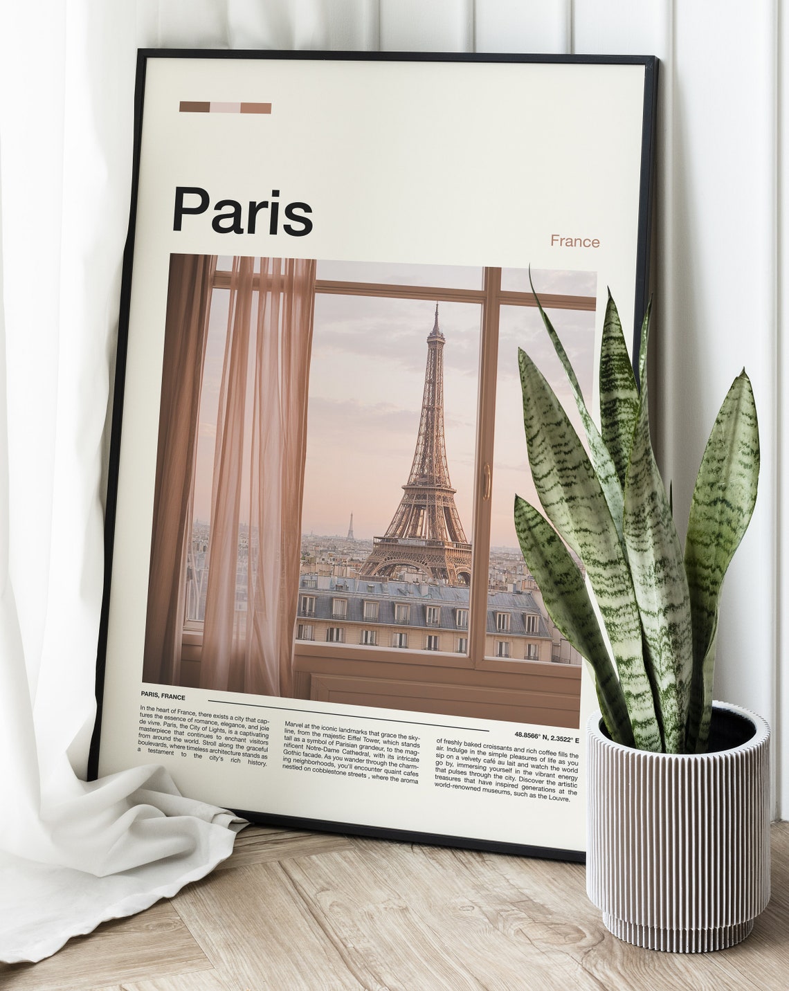 Paris France Eiffel Tower Apartment Window Morning Light Poster - Image 2