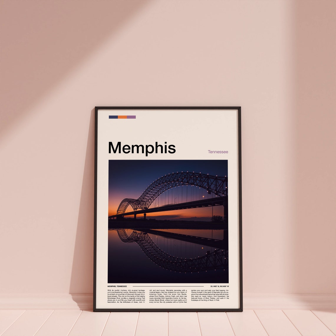 Memphis Tennessee Bridge Sunset River Reflection Photo Poster - Image 4