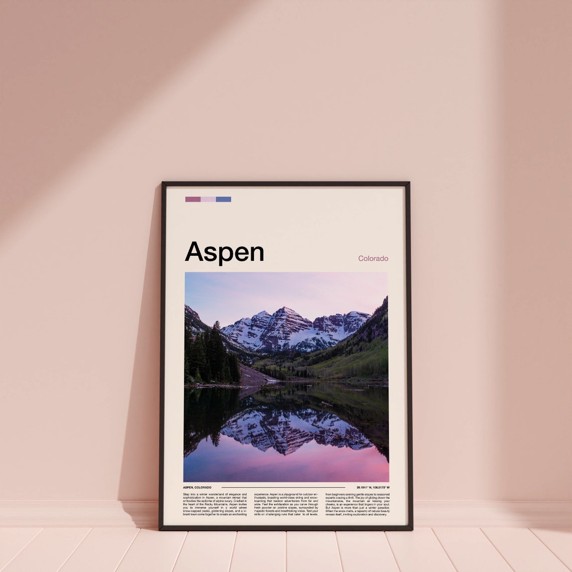 Aspen Colorado Maroon Bells Lake Mirror Reflection Scenic Poster - Image 3