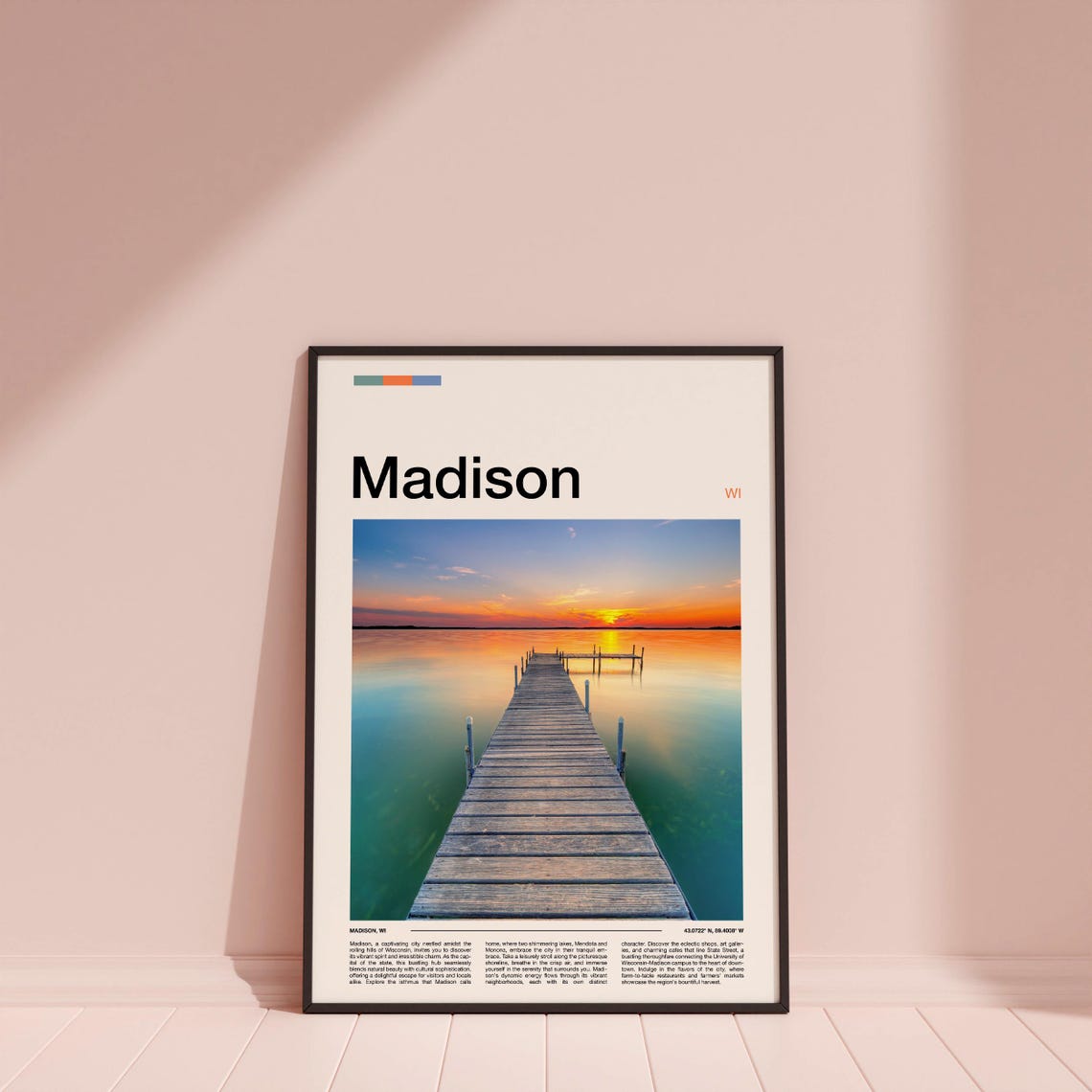 Madison Wisconsin Wooden Pier Lake Sunset Photography Poster - Image 4