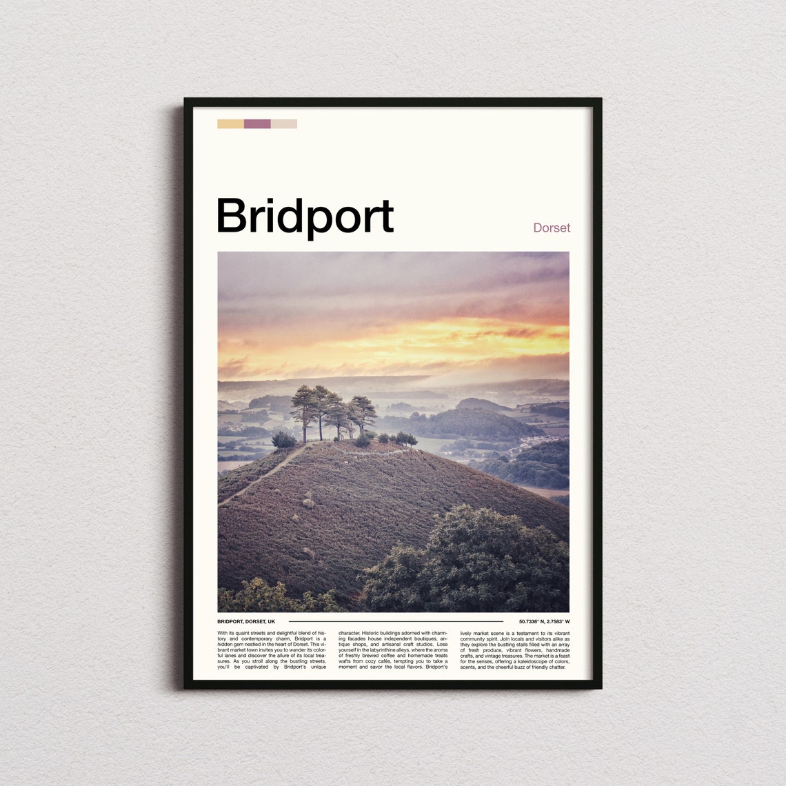 Bridport Dorset England Sunset Hill Pines Countryside Poster