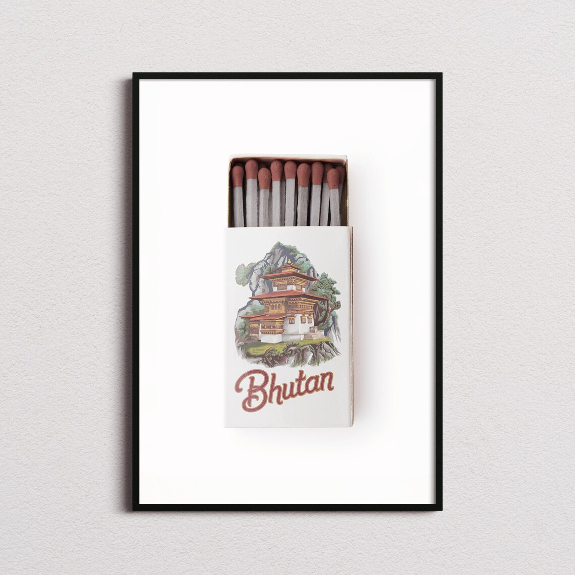 Bhutan Matchbox Print Bhutan Print Bhutan Poster Bhutan Wall Art Bhutan Art Print Bhutan Gifts