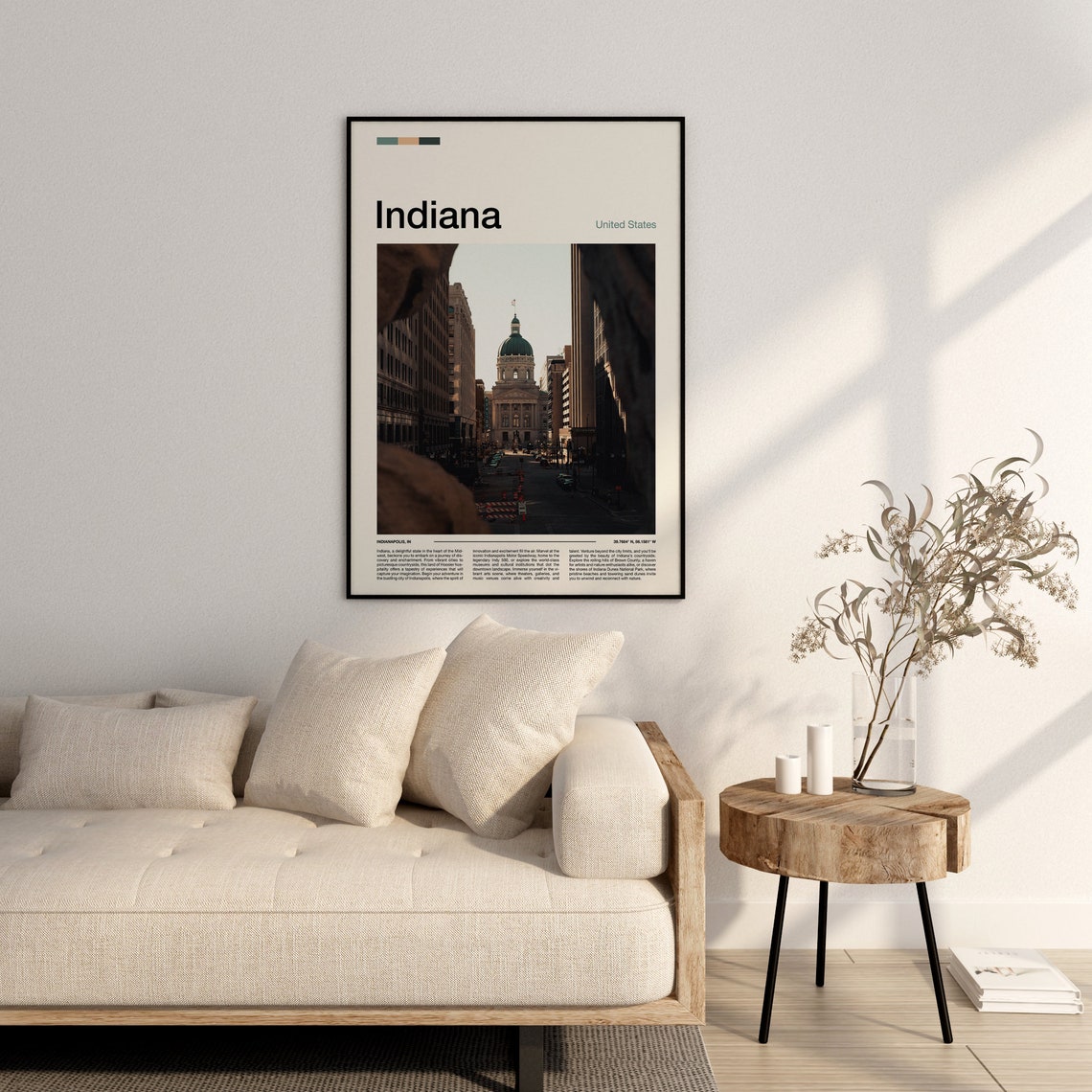 Indiana Indianapolis Downtown Street Historic Dome Building Poster - Image 3