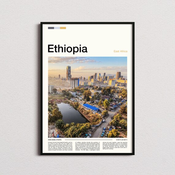 Ethiopia Addis Ababa Golden Hour Skyline Cityscape Photography Poster