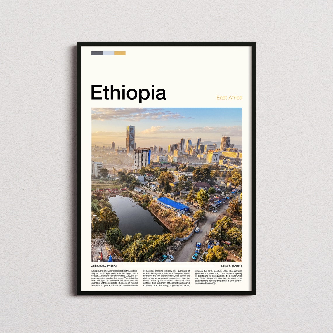 Ethiopia Addis Ababa Golden Hour Skyline Cityscape Photography Poster